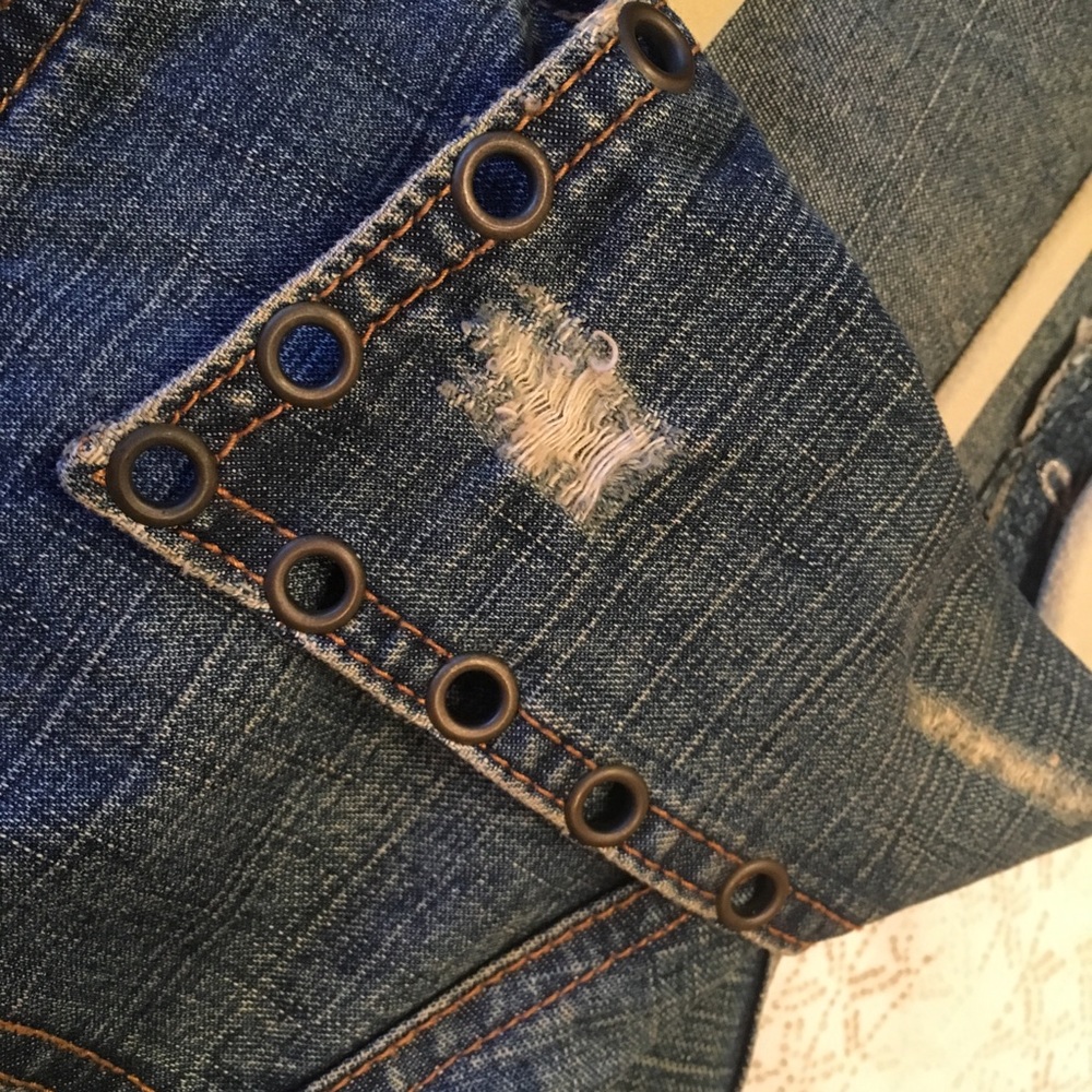 Denim Jacket Embroidered Rhinestone Jean Jacket - Picture 8 of 8